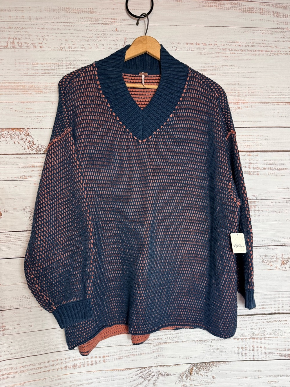 Free People Oversized Maisie Sweater Midnight Cedar Combo Size Medium NWT$148